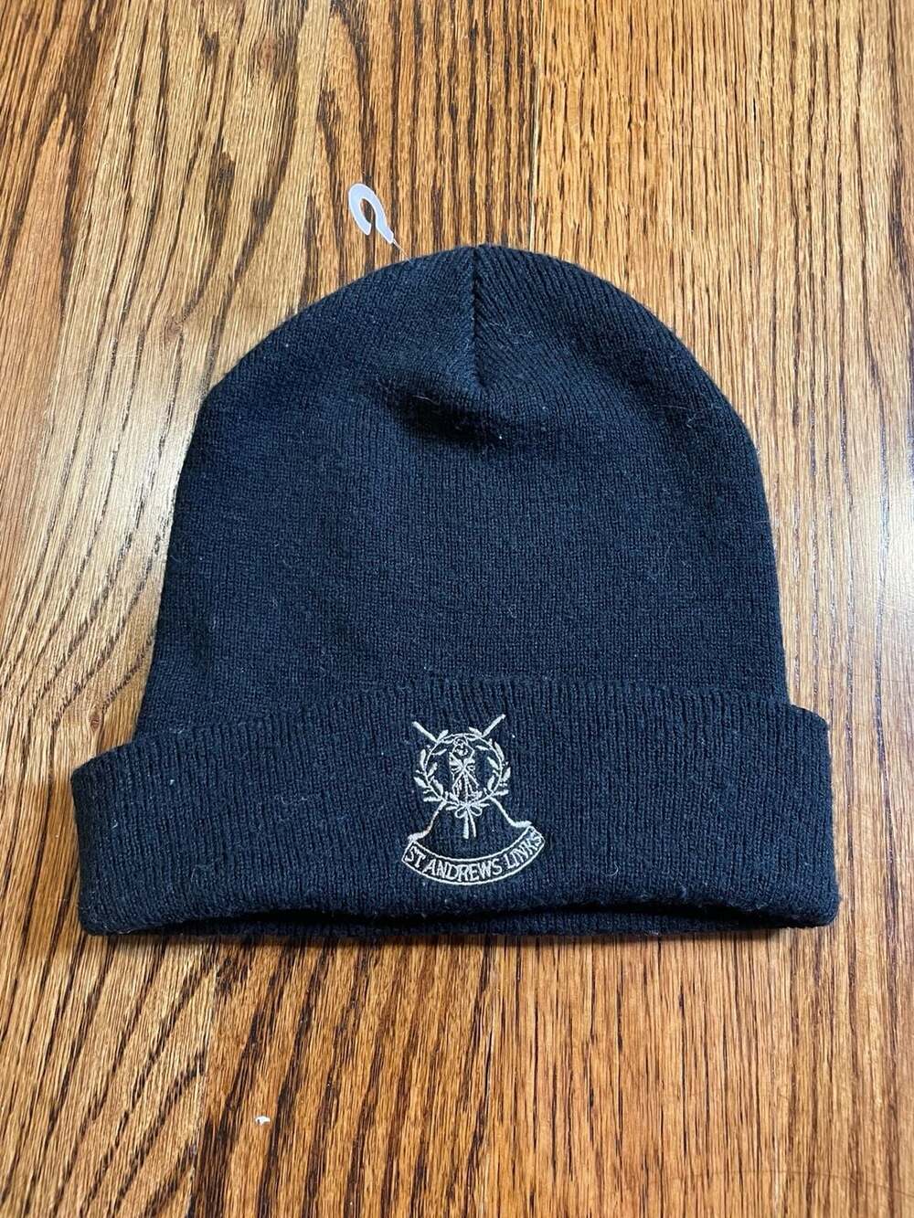 St Andrews Links Black Embroidered Golf Beanie Knit Hat One Size